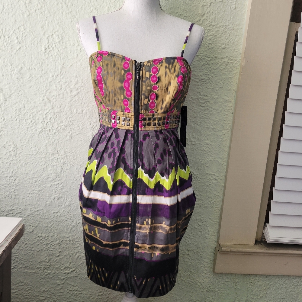 Kouture By Kimora Mini Dress Full Length Front Zipper Spaghetti Strap Size M